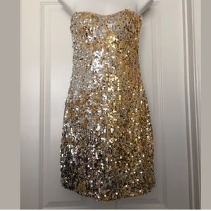 Fredricks of Hollywood Gold Sequin Strapless Dress